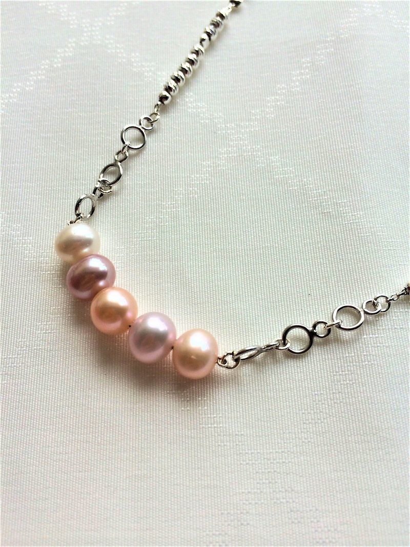 100% self-designed 925 sterling silver color freshwater pearl pendant - สร้อยคอ - ไข่มุก หลากหลายสี
