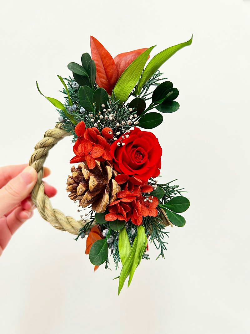 Preserved Flower Note Rope Winter Breath - Japanese New Year Decoration New Year's Day Decoration - Ortensia Florist - Dried Flowers & Bouquets - Plants & Flowers Red