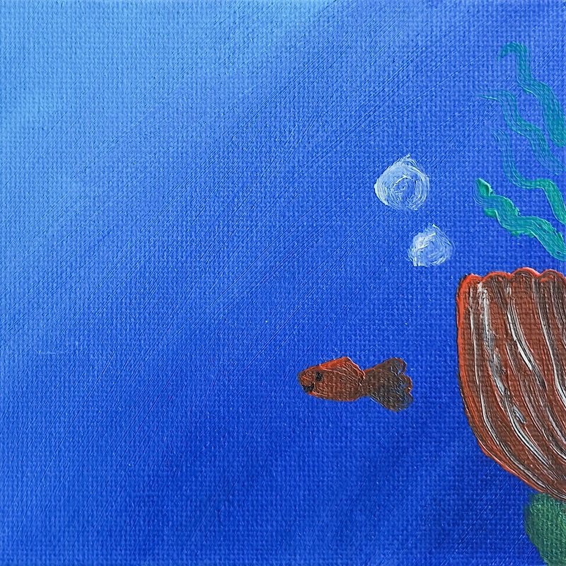 魚畫日本鯉魚原創藝術牆藝術海洋自然自然生態 - 海報/掛畫/掛布 - 其他材質 藍色