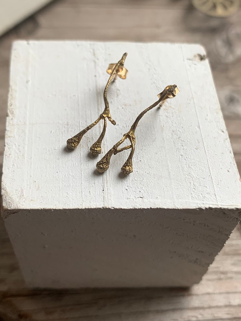 Botanical earrings - ต่างหู - ทองแดงทองเหลือง สีทอง