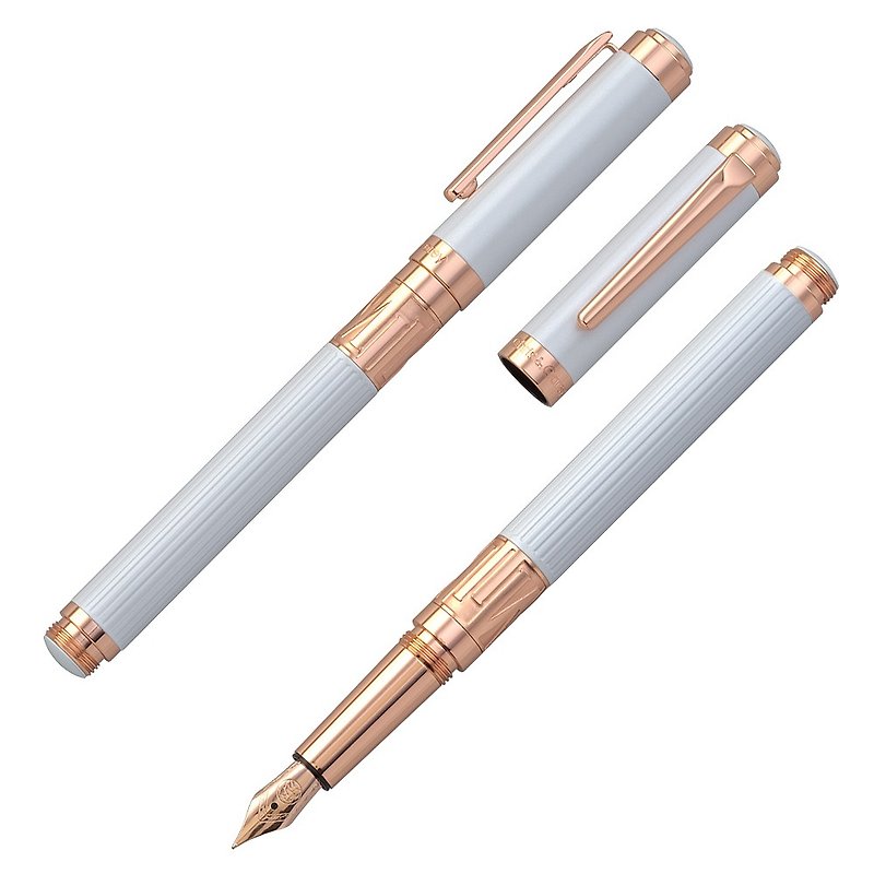 [Chris&Carey] Toki series (free lettering) / straight line + plain pearl white pen - ปากกาหมึกซึม - โลหะ ขาว