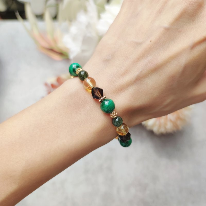 Greenery-Energy Crystal Bracelet- Stone/citrine/citrine/green hair quartz - Bracelets - Crystal Multicolor