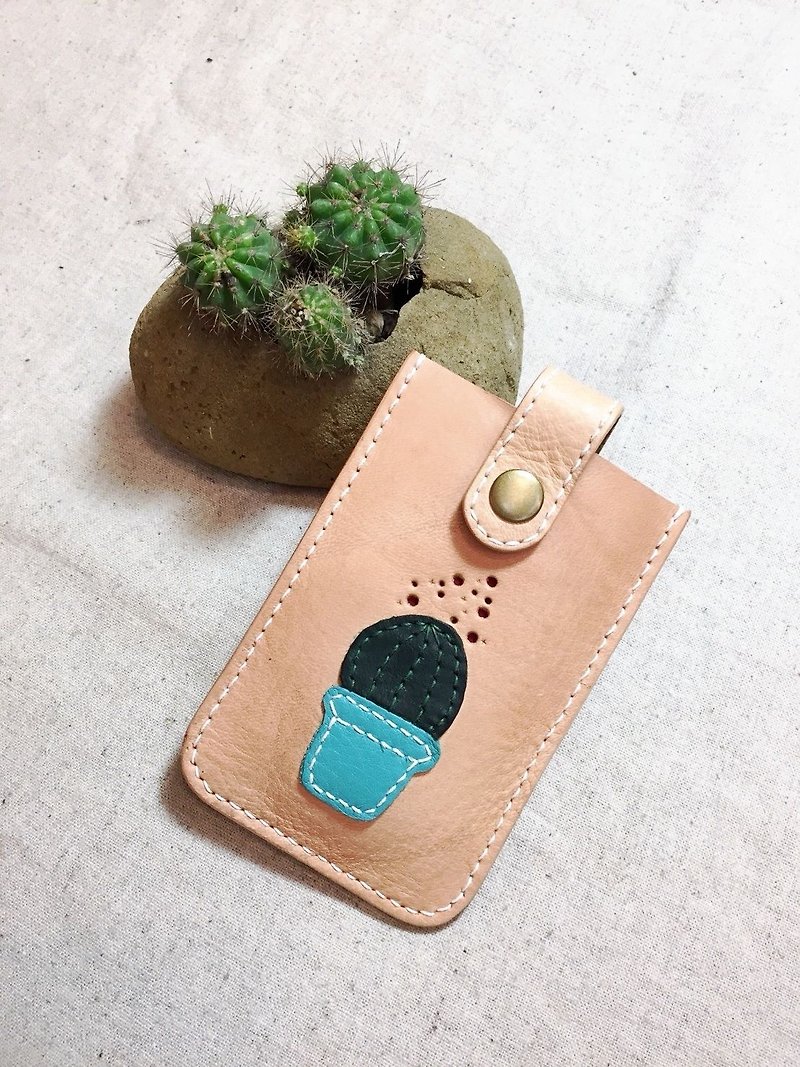 Lightweight and easy to use clips desert a little green-colorful cactus-green-blue - Card Holders & Cases - Genuine Leather Orange