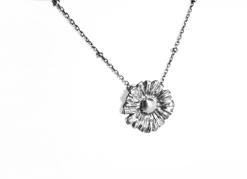 Little Garden Series-Single Daisy Sterling Silver Necklace - Bracelets - Sterling Silver Silver