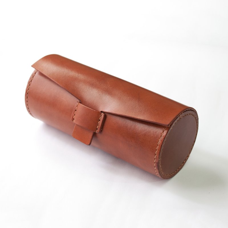 Handmade vegetable tanned leather leather lens case original design - dyed version - Luggage & Luggage Covers - Genuine Leather Khaki