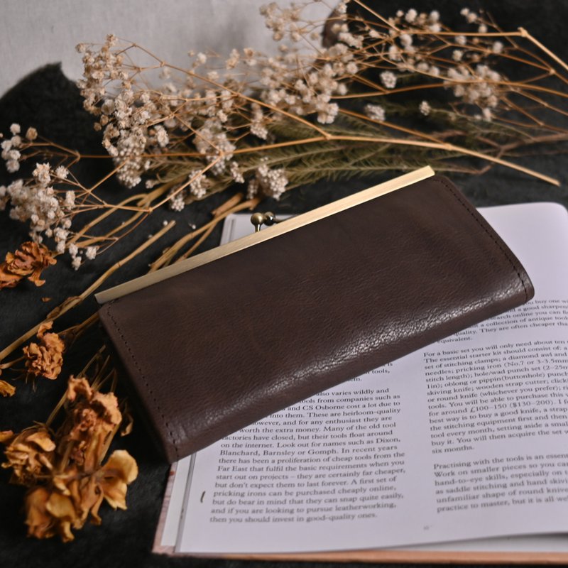 Long Wallet with Clasp in Handmade Genuine Leather - Cocoa - Wallets - Genuine Leather Brown