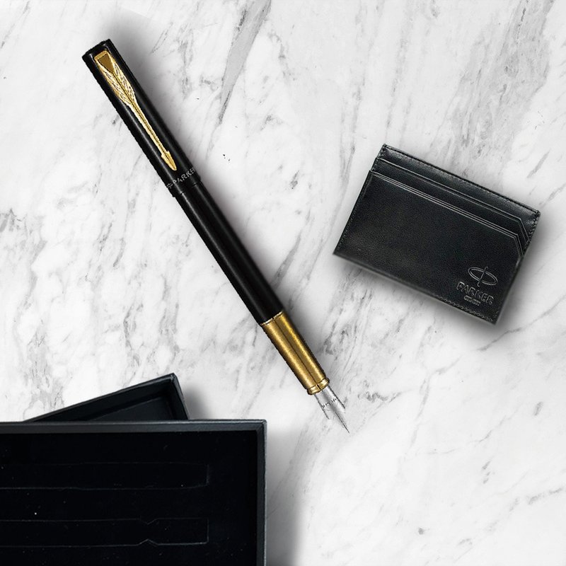 Parker 派克 威雅  XL幻影黑金夾鋼筆(限定版)  牛皮卡夾禮盒 - 鋼筆 - 其他金屬 黑色
