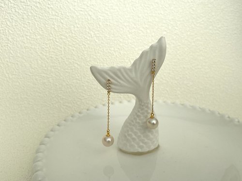 Athena珍珠設計 風在吹 天然海水珍珠 日本akoya 純銀 流蘇 耳環