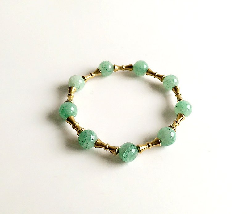 [Gem series] hand made of natural ore Dongling stone brass small bracelet - Bracelets - Gemstone Green