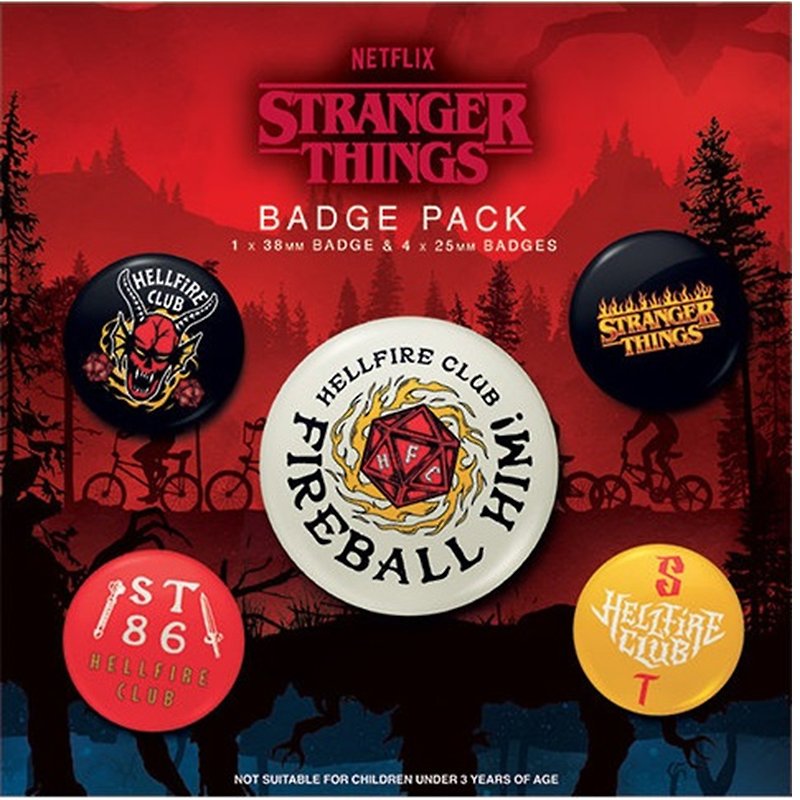 [Stranger Things] Stranger Things 4 Hellfire Club Badge Set - เข็มกลัด - วัสดุอื่นๆ หลากหลายสี