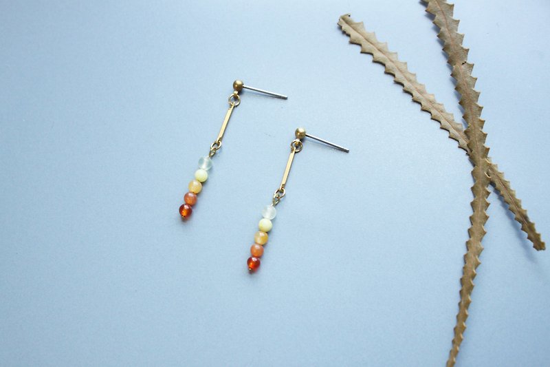 Gradation - earring  clip-on earring - ต่างหู - หิน สีส้ม
