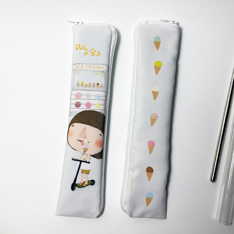 Eco-friendly zipper cutlery bag-(white) Dolly Ice cream - Other - Waterproof Material White