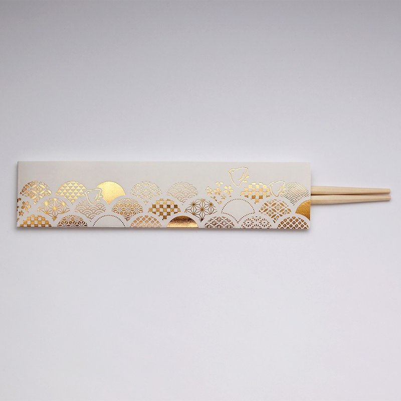 餐具 祝箸 小紋青海波 2雙入 - 筷子/筷架 - 紙 金色
