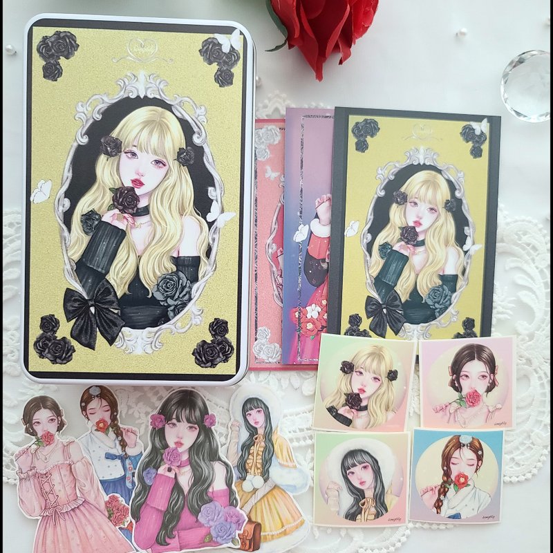 Rose Tin case+january sample pack set - 貼紙 - 其他金屬 多色