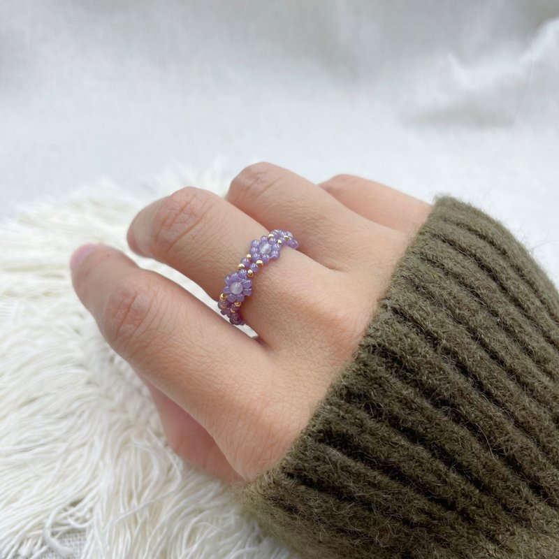 Half-summer natural stone bead ring - General Rings - Semi-Precious Stones Purple