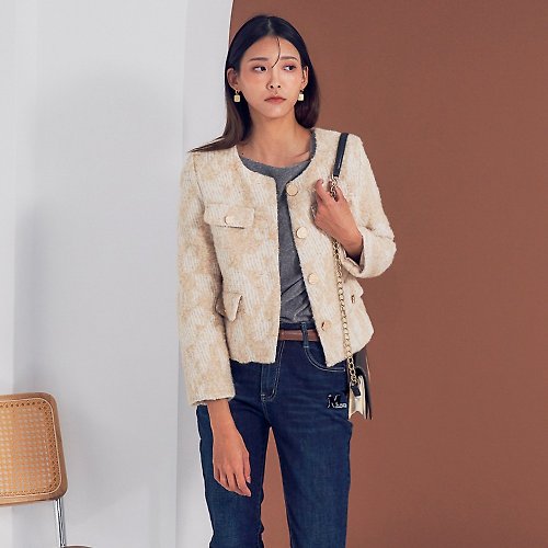 MEDUSA LADY 【MEDUSA】紋理金釦羊毛小香風外套(M-XL) | 女外套 羊毛外套