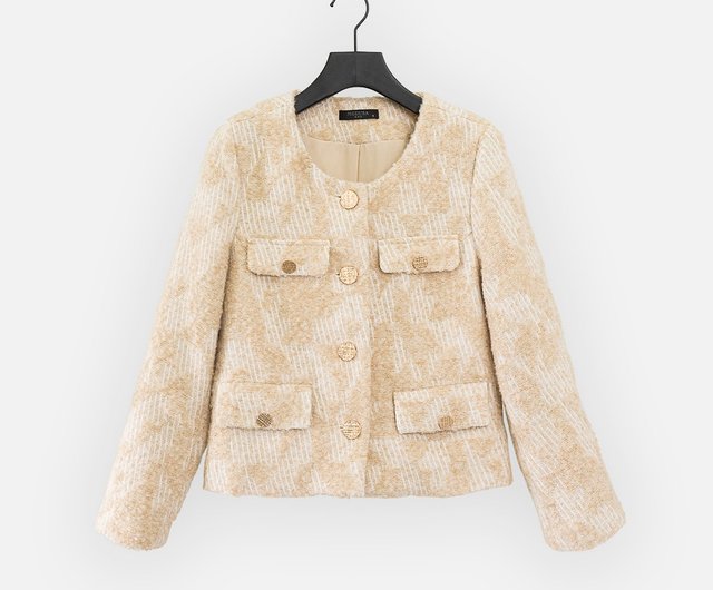 MEDUSA】Golden Button Textured Wool Chanel Jacket - Shop medusatw