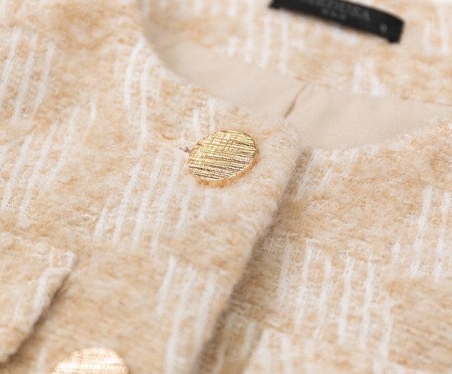 MEDUSA】Golden Button Textured Wool Chanel Jacket - Shop medusatw