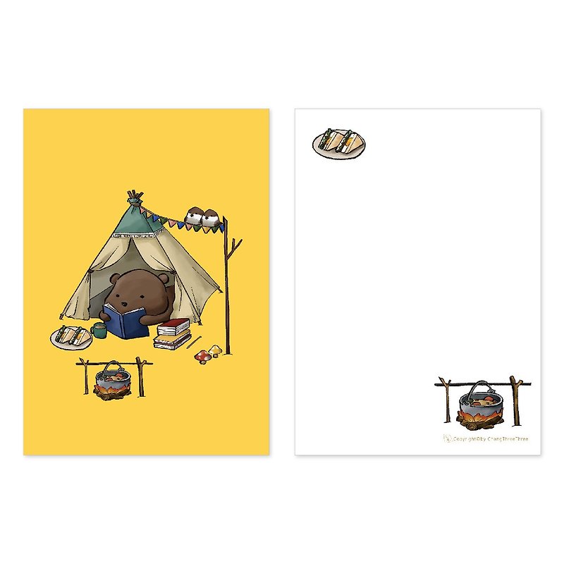 [Postcard - Bear Camping] - Universal Card/Bear/Animal/Cute - Cards & Postcards - Paper 