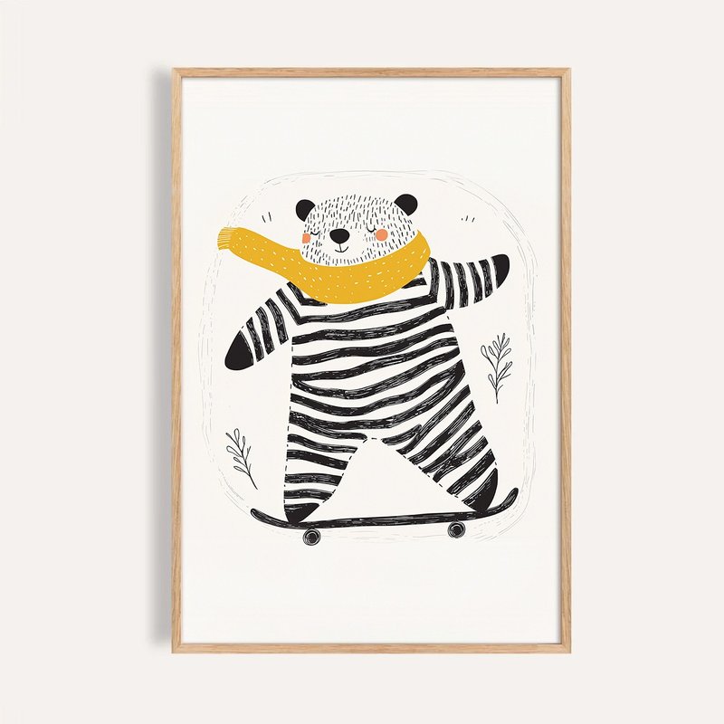 滑板熊出任務 Skateboarding Bear / 童話系列動物插畫掛畫 - 海報/掛畫/掛布 - 紙 