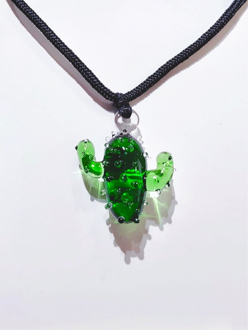Glass cactus Necklace - สร้อยคอ - กระจกลาย สีเขียว
