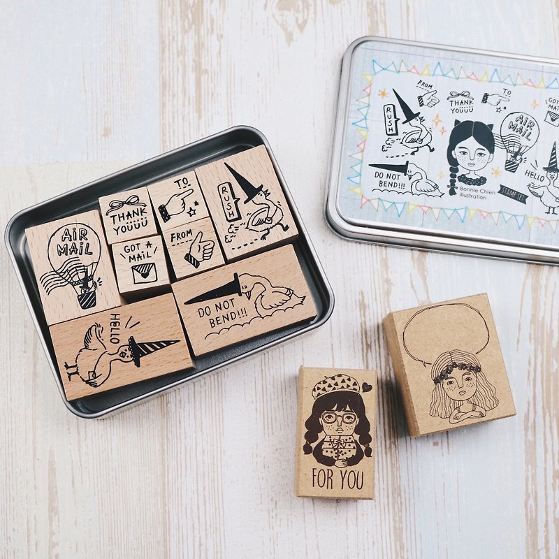 Combination // goose A credible seal set + goddess dialog + gift girl (free shipping) - Stamps & Stamp Pads - Wood 