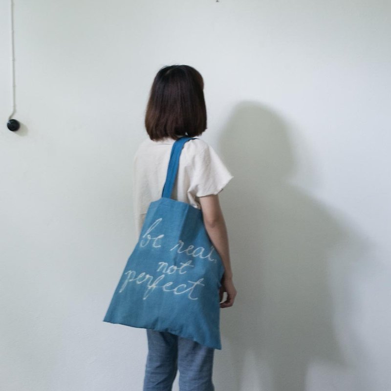 Be real bag | L size | natural indigo Tote Bag - Messenger Bags & Sling Bags - Cotton & Hemp Blue