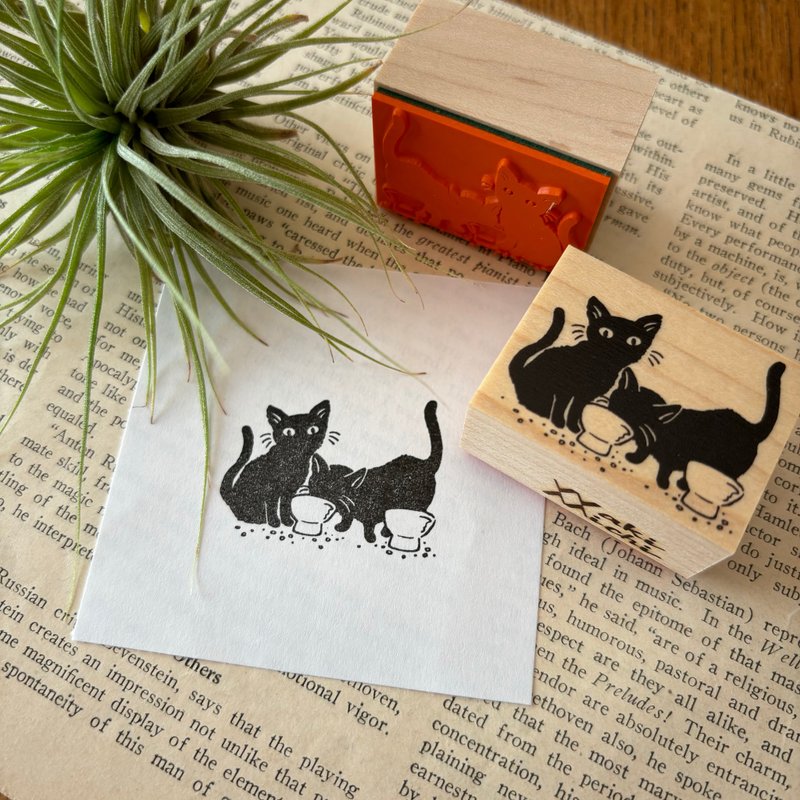 Mealtime black cat stamp - ตราปั๊ม/สแตมป์/หมึก - ยาง 