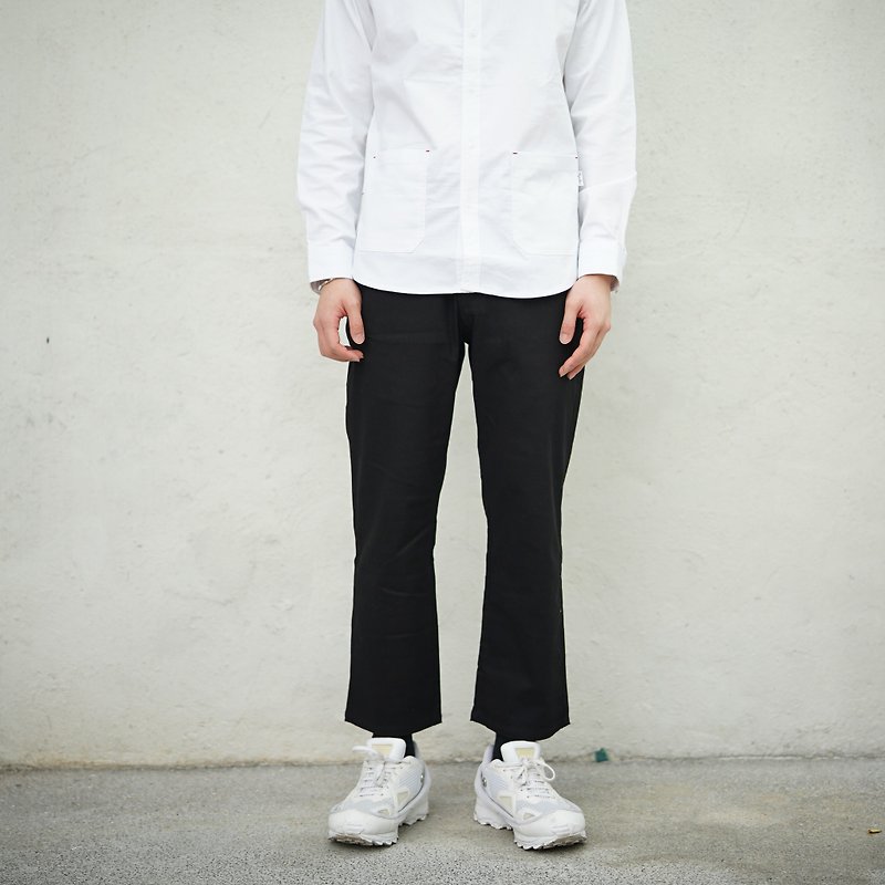 Wide Chino Pants/Plain/Simple/Couple Wear - กางเกงขายาว - ผ้าฝ้าย/ผ้าลินิน สีกากี