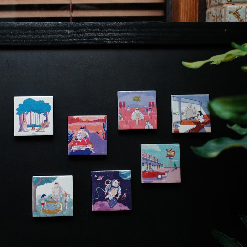 | koji / Strange Reality | Tile Magnet / Set of 7 Designs - ที่รองแก้ว - เครื่องลายคราม หลากหลายสี