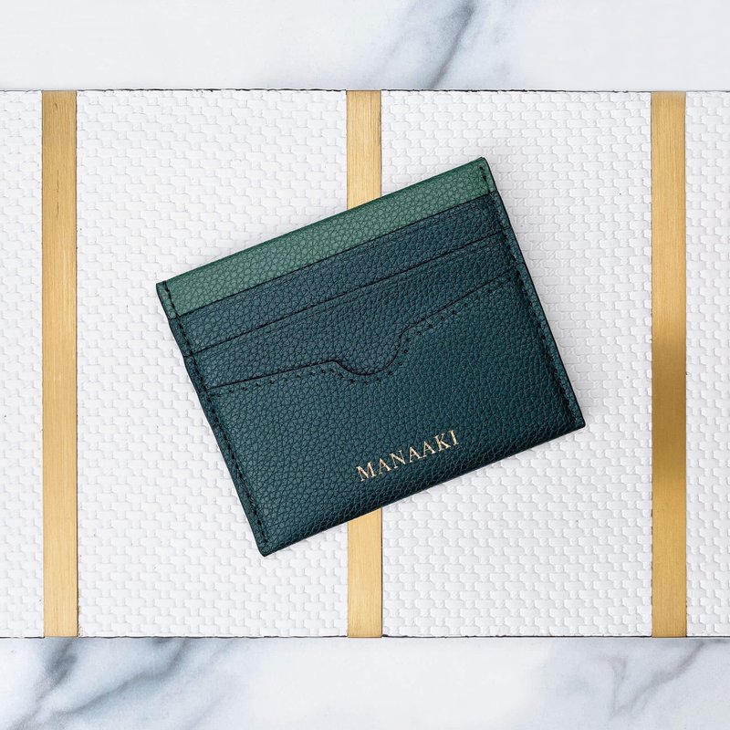 【MANAAKI】Half Moon Card Holder (6 Card Slots) Business Card Holder Small Wallet Wallet Leather - ที่เก็บนามบัตร - วัสดุอีโค สีเขียว