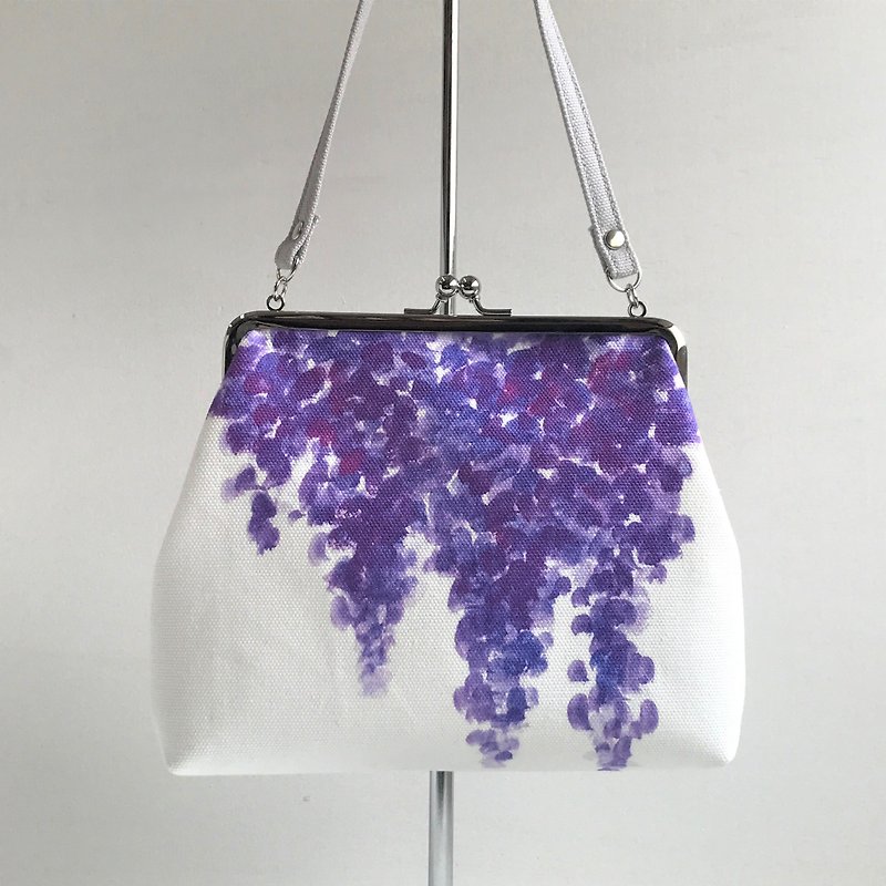 Japon Flower Machi Attached Pouch Bag Fujino Hana - Handbags & Totes - Cotton & Hemp Purple