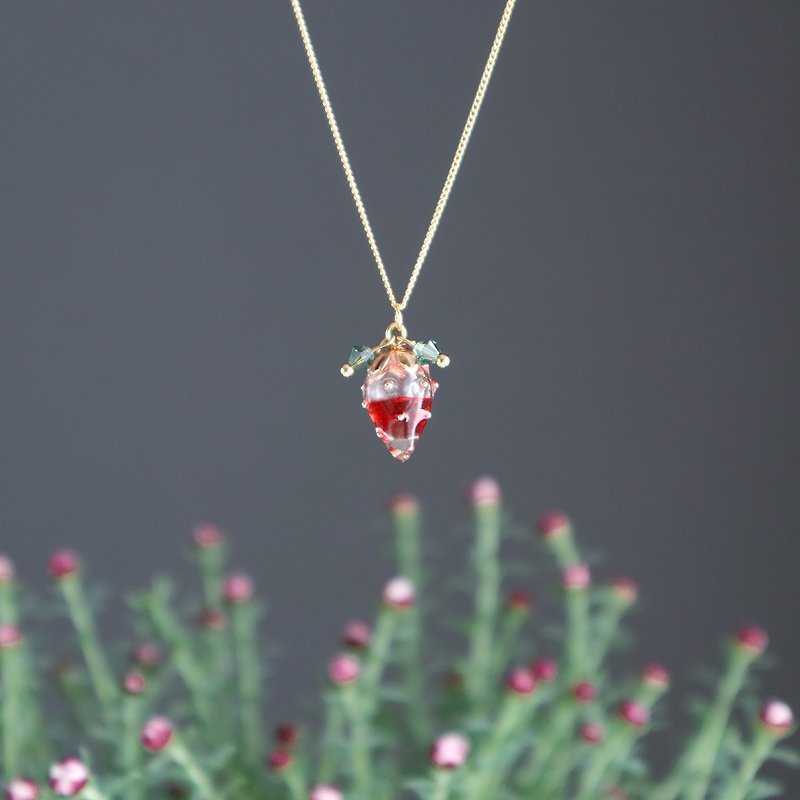 strawberry aroma necklace - Necklaces - Other Materials Red