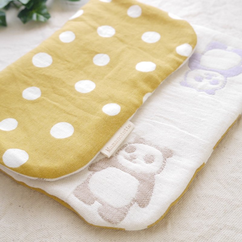 8-ply Gauze Handkerchief Towel Panda x Dot Mustard Double Gauze and 6-ply Gauze Handkerchief/Towel Japan