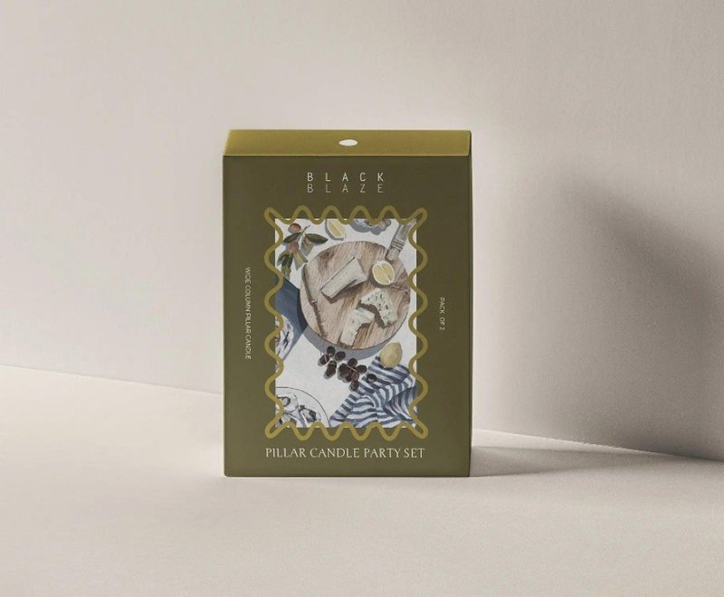 寬柱狀派對蠟燭二件組 灰+蜂蜜 - 擺飾/家飾品 - 蠟 多色