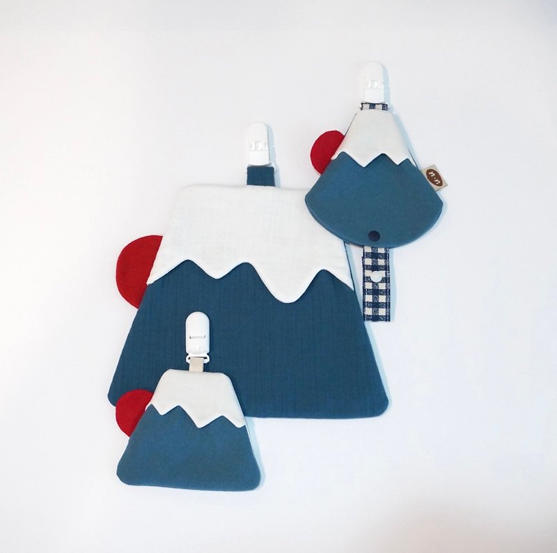 Mount Fuji. Peace charm bag, pacifier dust cover, small handkerchief (dark blue) - Omamori - Cotton & Hemp Blue