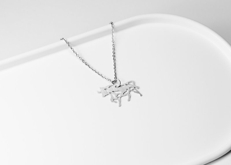 Chinese Zodiac-Bull Necklace [Mini Style]_Animal Series_造题 - Necklaces - Other Metals Silver