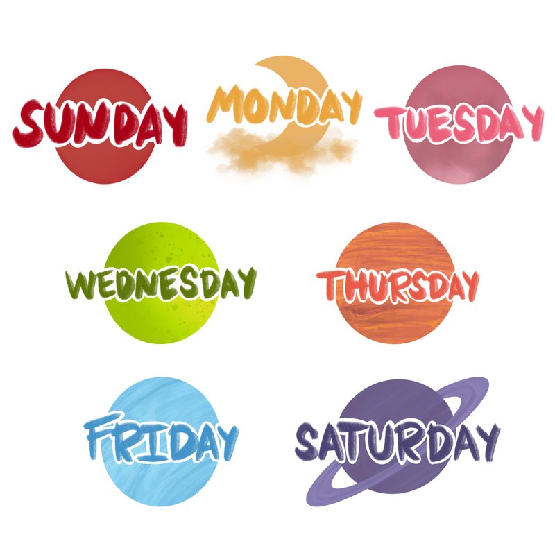 Day of the week stickers - 電子手帳及素材 - 其他材質 