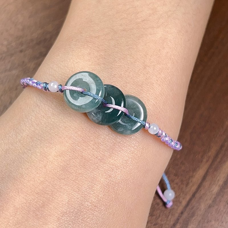 Ice Blue Water Jade Peaceful Buckle Braided Bracelet | Natural Grade A Jadeite | Gift - Bracelets - Jade Green