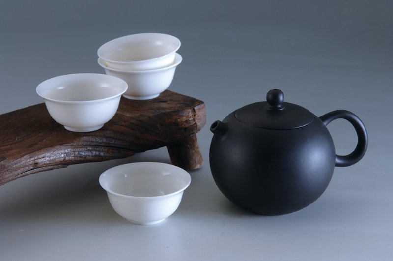 夾炭黑陶壺組(西施) - 茶壺/茶杯/茶具 - 陶 黑色