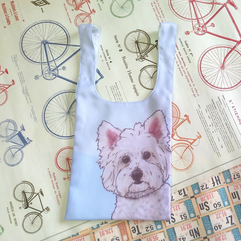 West Highland White Terrier_Vest Bag-Dog Sketch Series~Drink Tote Bag - กระเป๋าถือ - เส้นใยสังเคราะห์ 