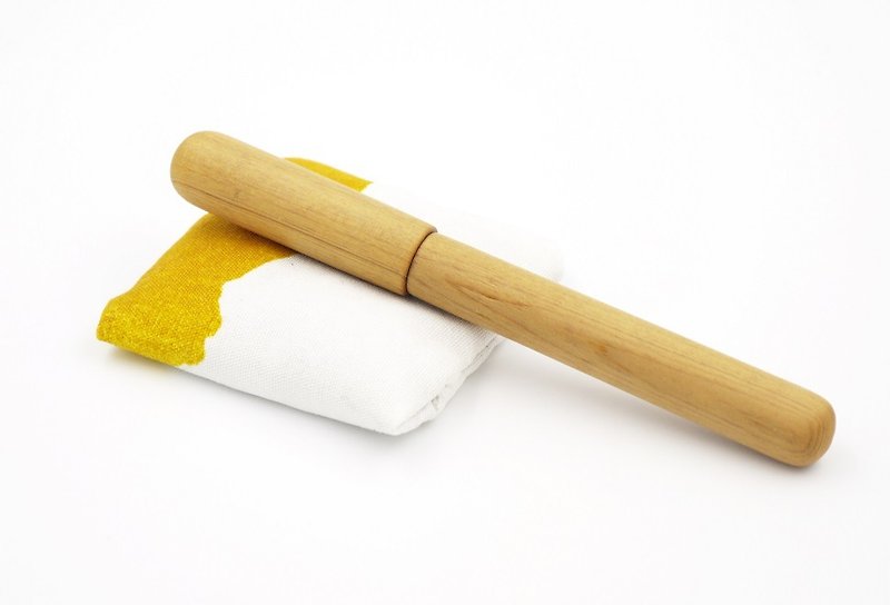 全木桿鋼珠筆 台灣檜木 含雷射刻字 客製化 木筆 木頭筆 手工筆 - 鋼珠筆 - 木頭 黃色
