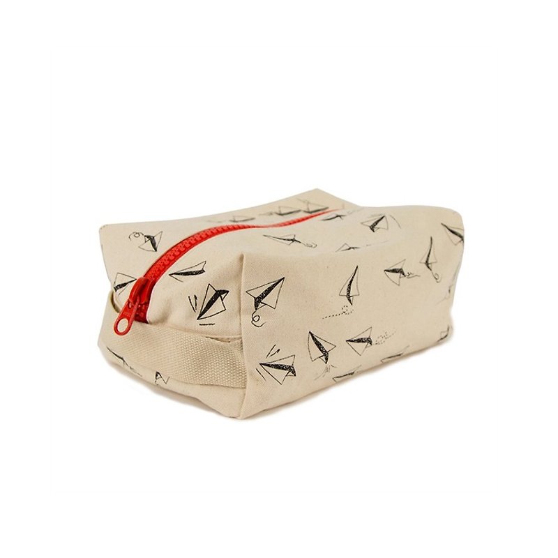 Canada fluf organic cotton [straight travel sports bag]--paper plane - Handbags & Totes - Cotton & Hemp White