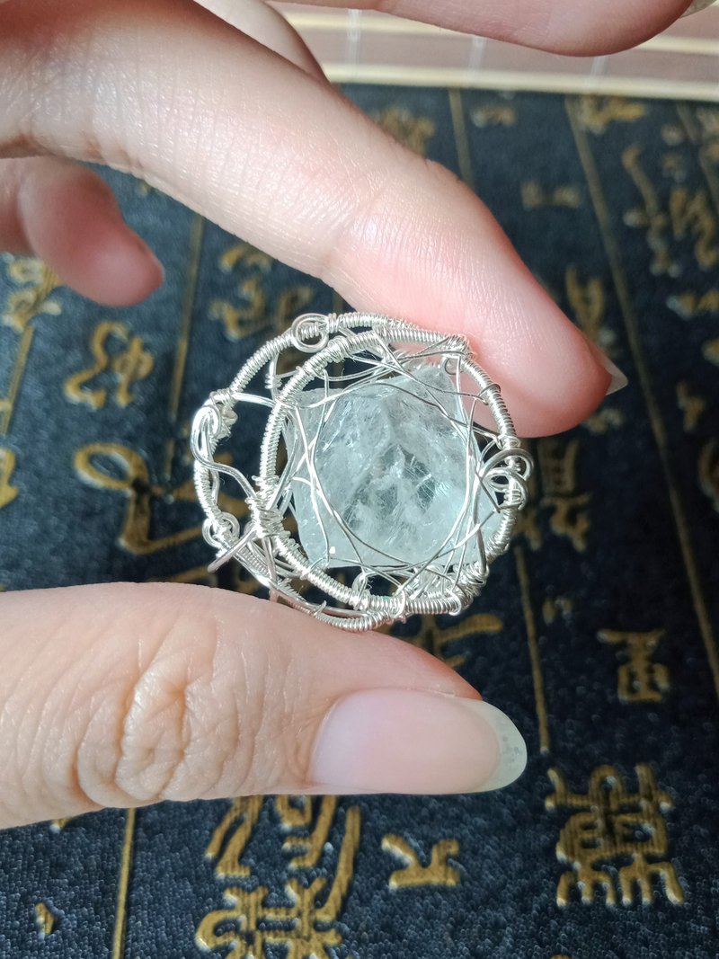 佚名山河。項鍊。清泉石上流。螢石。金屬編織。附鍊 - 項鍊 - 寶石 銀色
