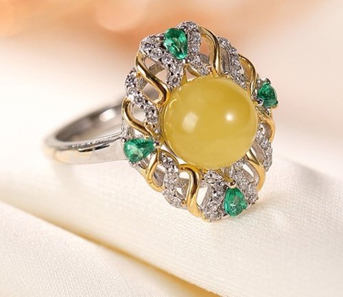 蜜蝋琥珀 SILVER リング アクセサリー