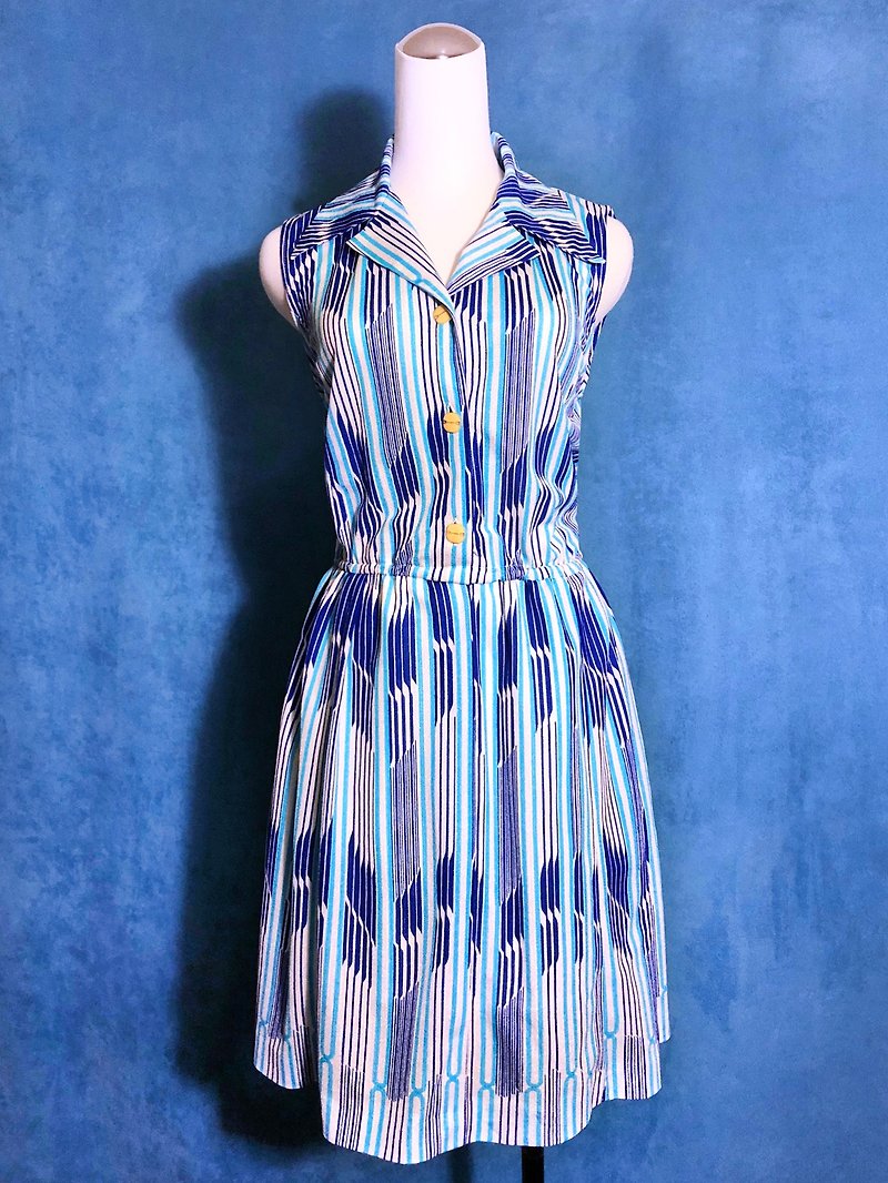 Totem sleeveless vintage dress / bring back VINTAGE abroad - One Piece Dresses - Polyester Blue