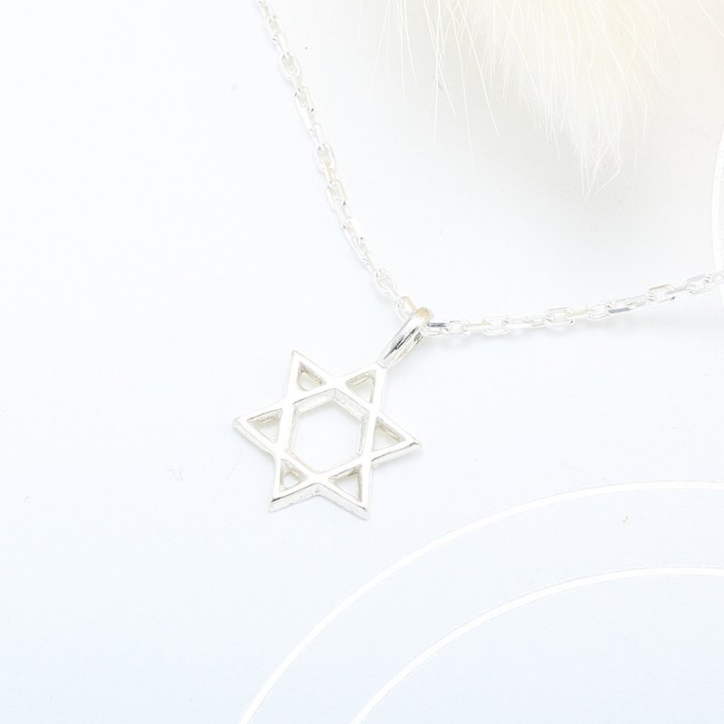 Hexagram s925 sterling silver necklace Valentine's Day gift - Collar Necklaces - Sterling Silver Silver