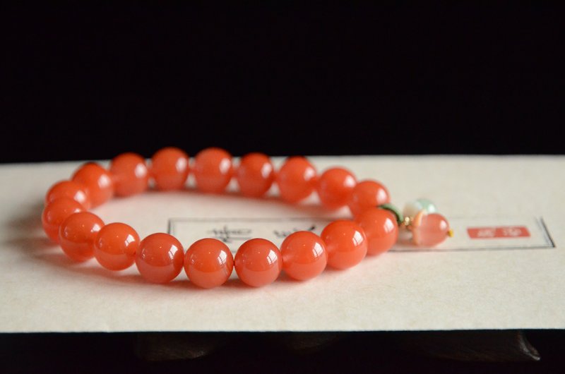 [绝色] natural south red agate cherry red bracelet bracelet - Bracelets - Jade Red