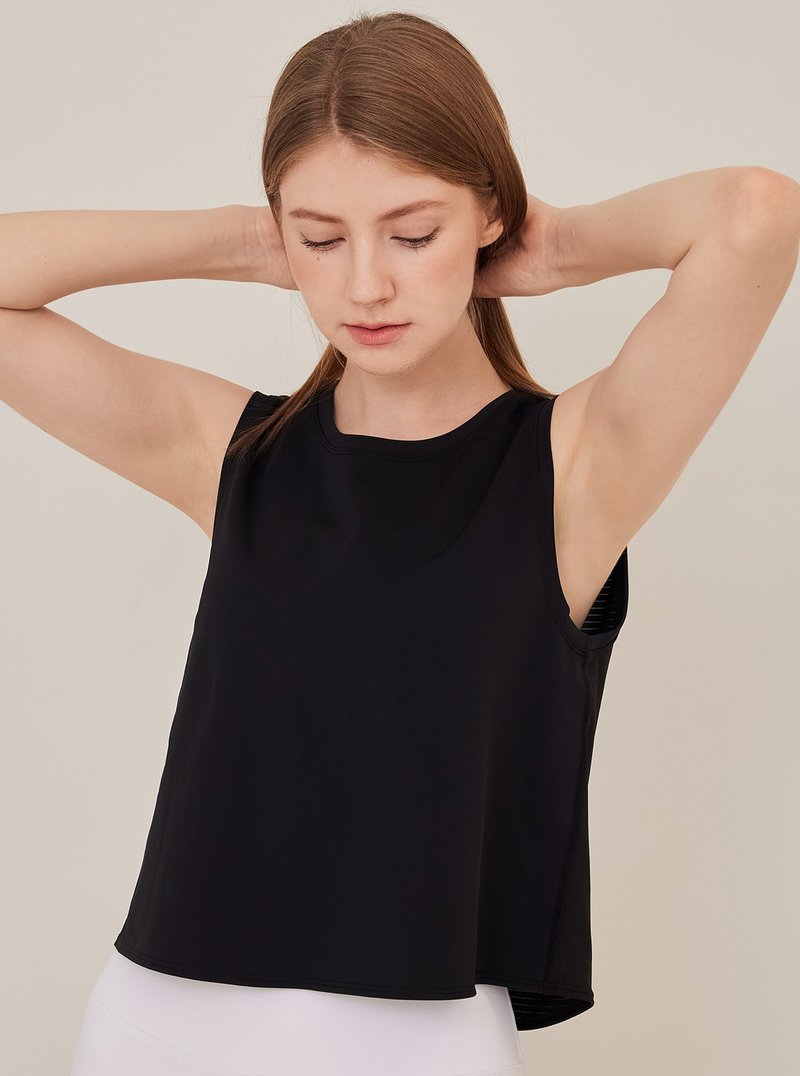 【S2N】EVERY ONE NEED 涼感短版無袖罩衫_Black T266 - 瑜珈服/瑜珈褲 - 尼龍 