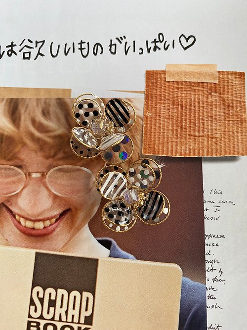 mail mail japanese 銅線花黑白、耳環、耳夾